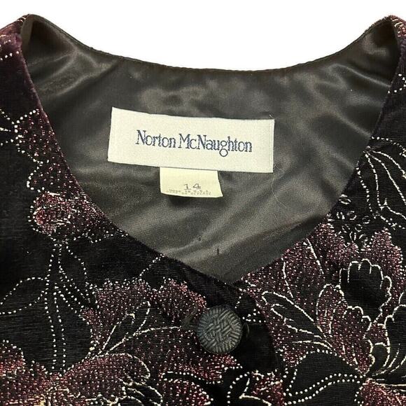 Norton McNaughton Womens Velvet Floral Metallic Vintage Blazer Jacket Blk. Sz 14 - Picture 7 of 7